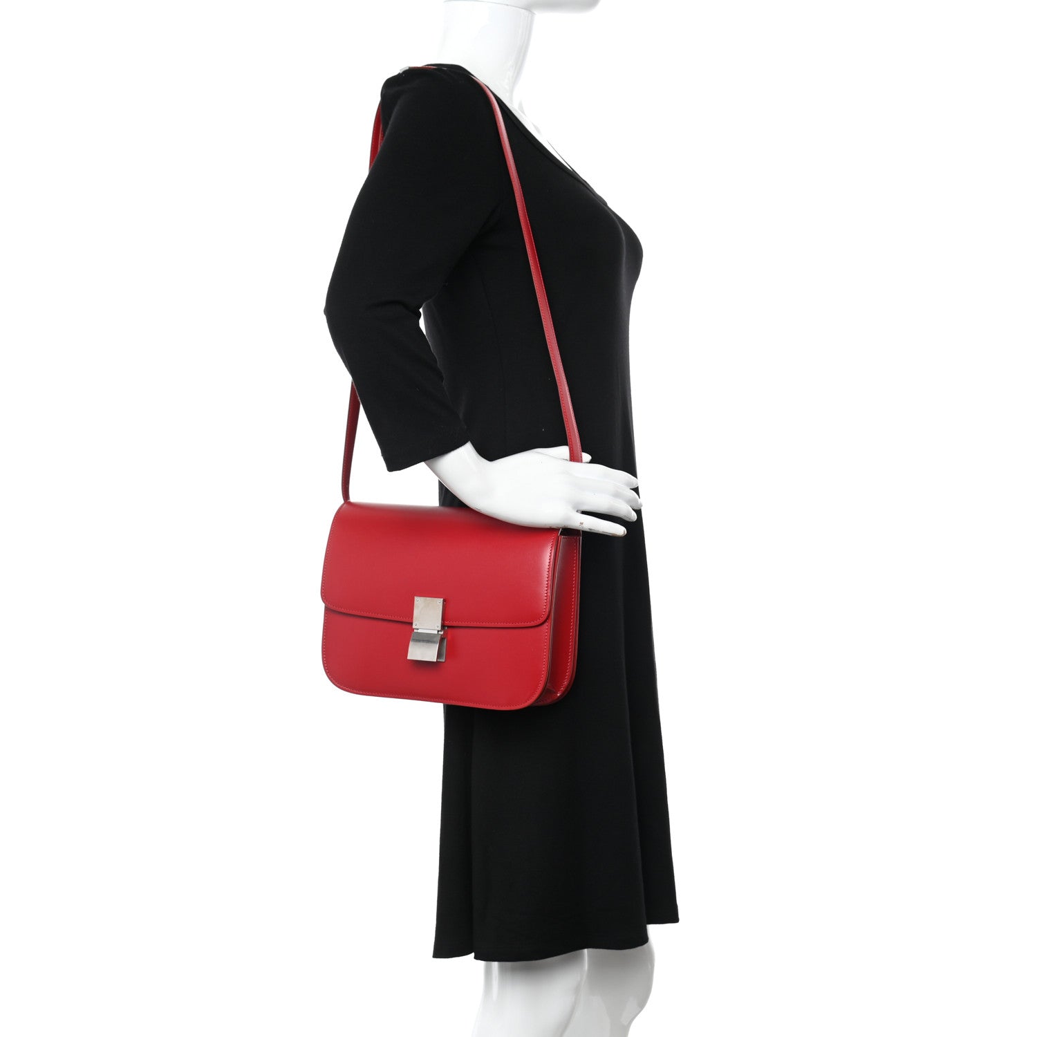 Celine Box Calfskin Medium Classic Box Flap Bag Red 2 of 11