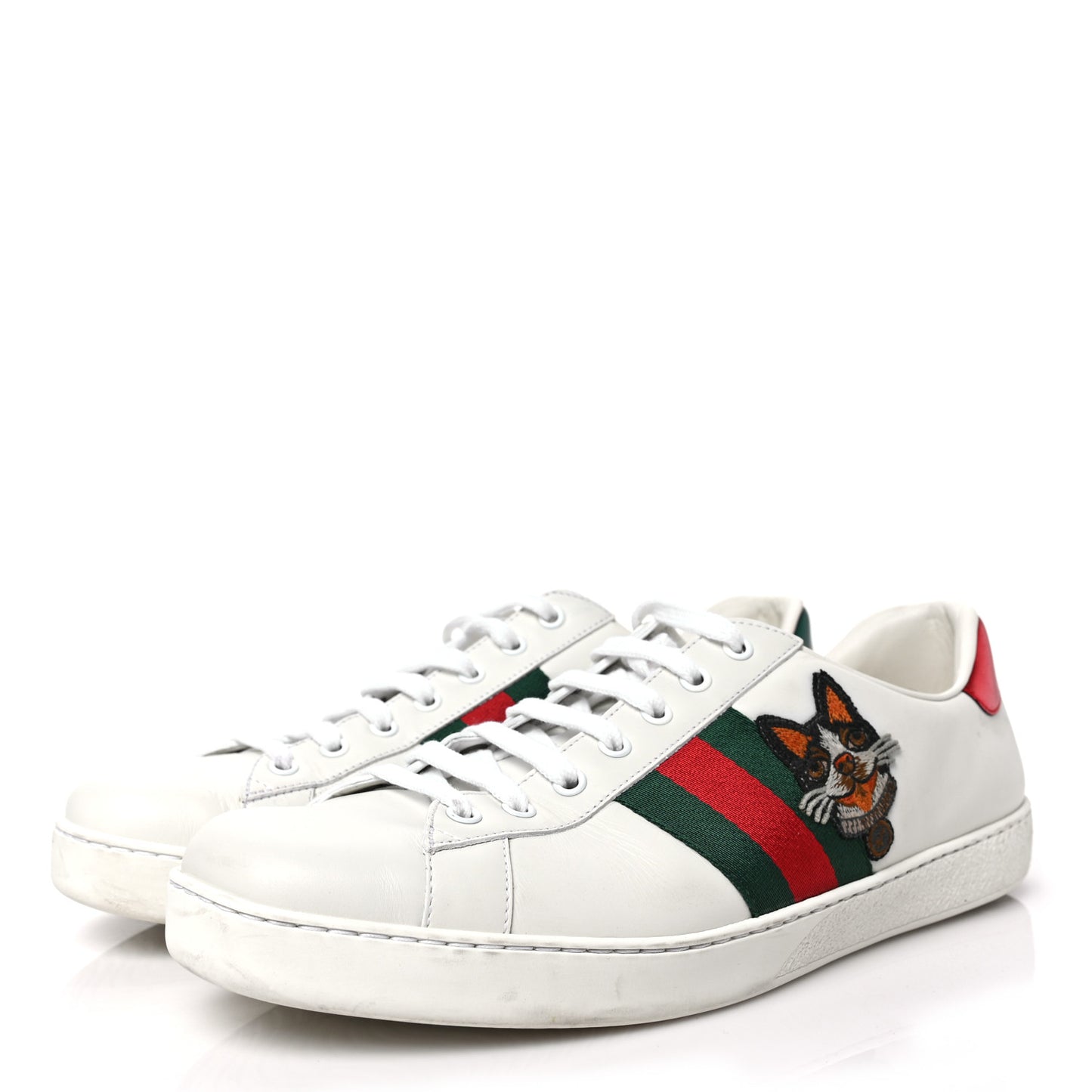 Calfskin Web Bosco Embroidered Mens Ace Sneakers 11 White Green