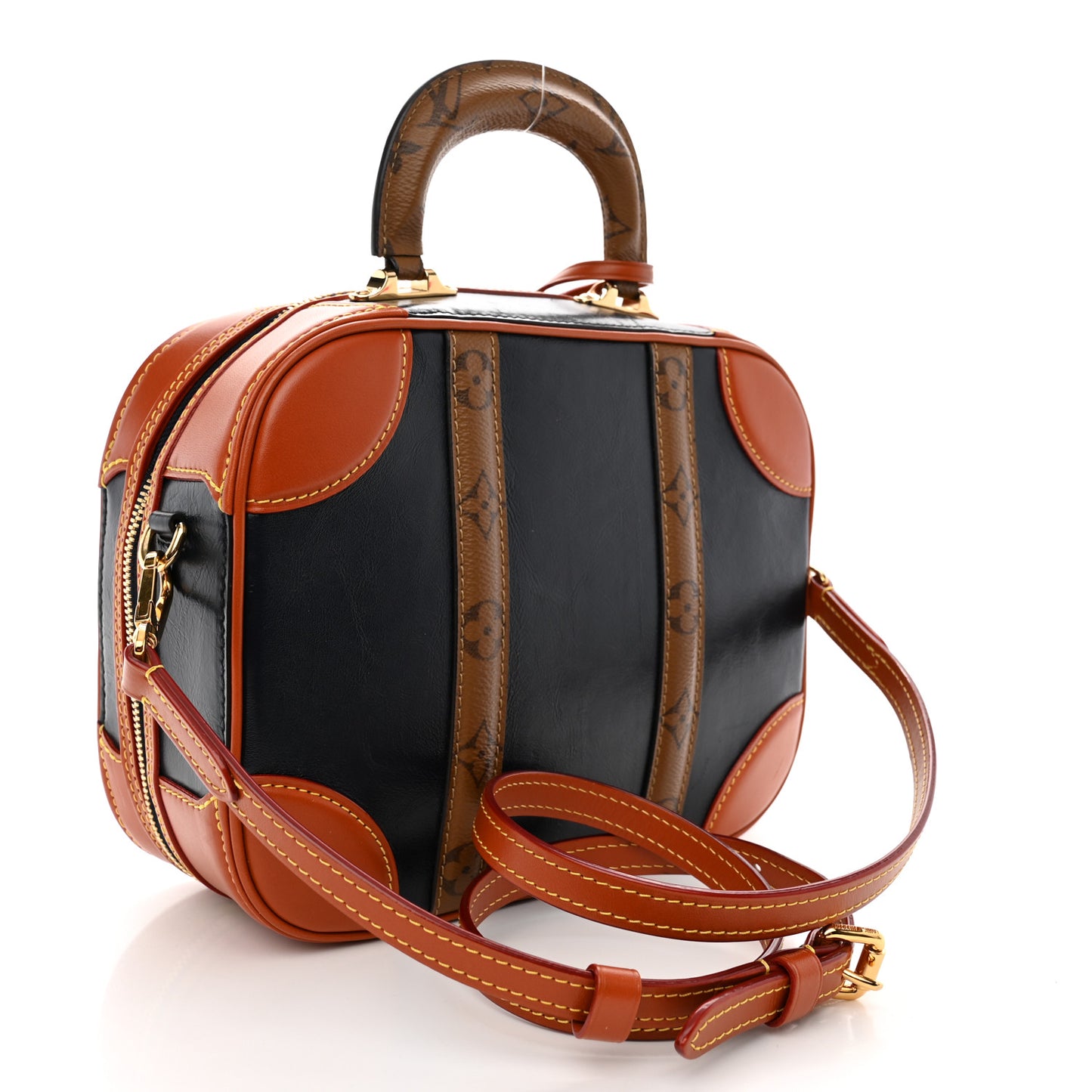 Calfskin Reverse Monogram Valisette PM Navy Caramel