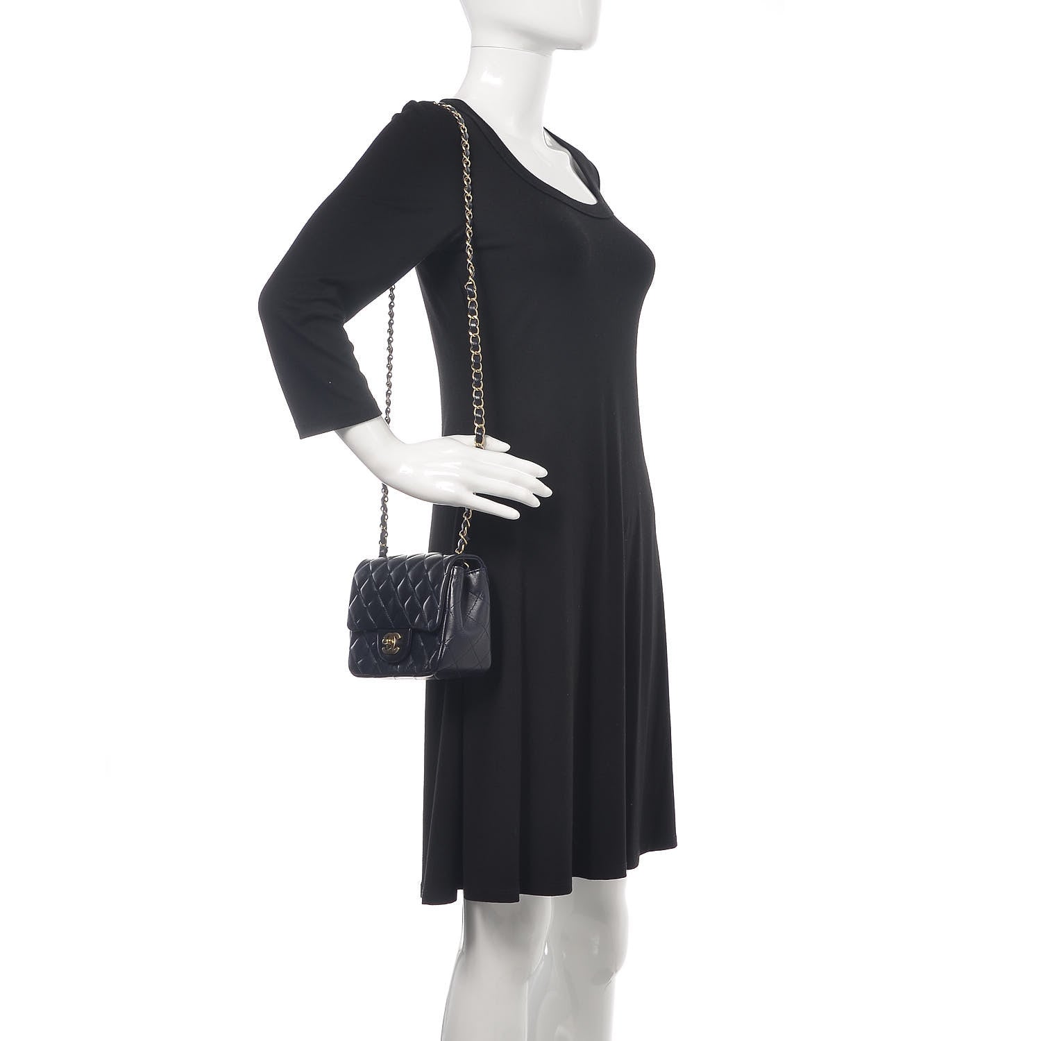 Chanel Lambskin Quilted Mini Square Flap Navy Blue 2 of 12