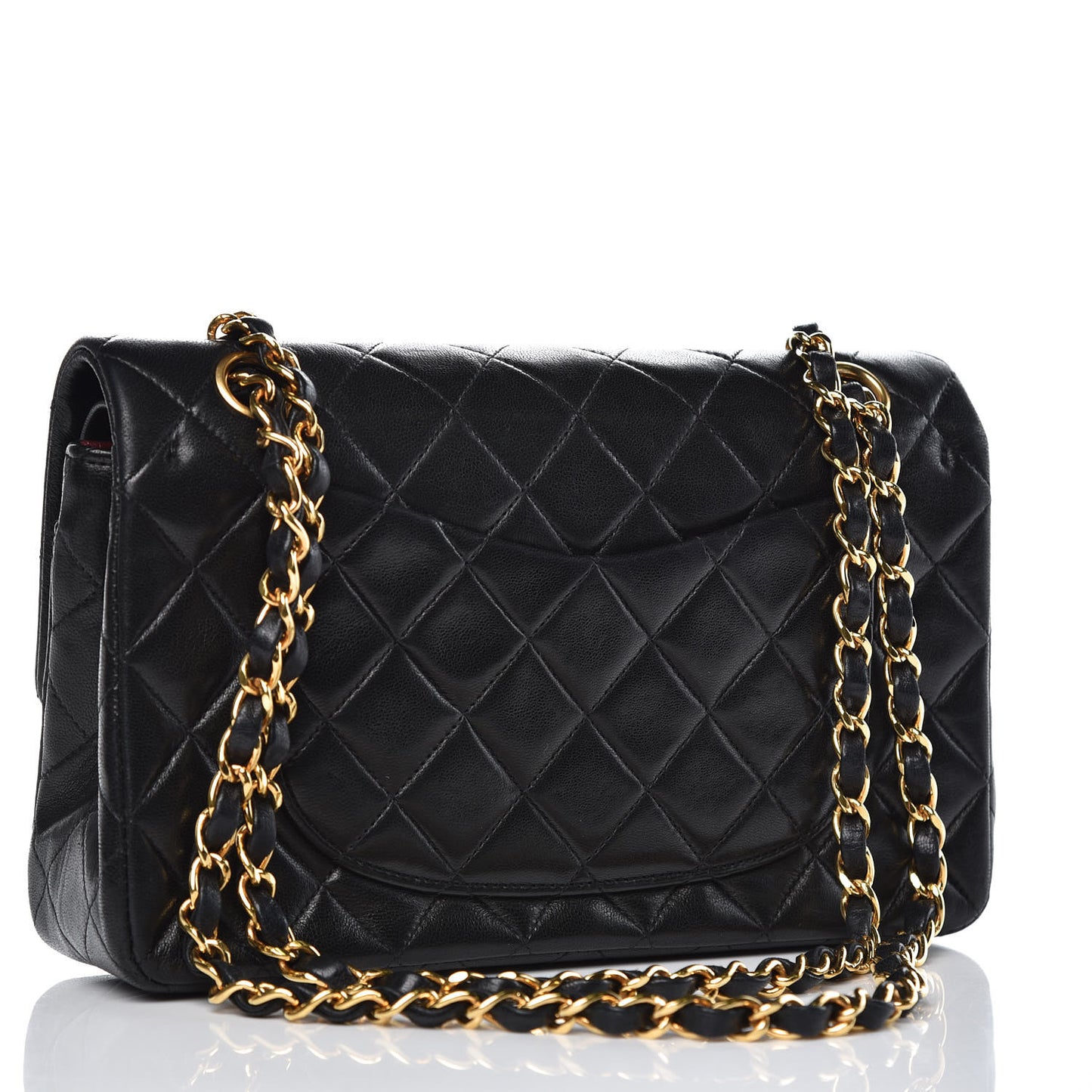 Lambskin Quilted Small Double Flap Black