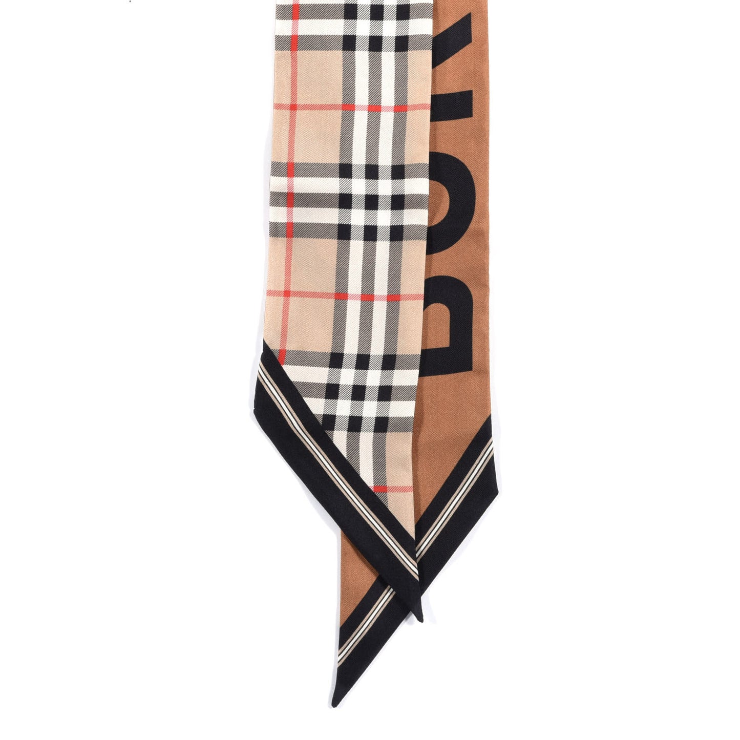 Silk Vintage Check Logo Print Skinny Scarf
