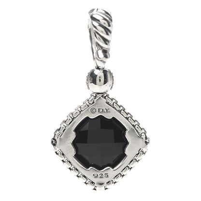 David Yurman Sterling Silver Diamond Black Onyx 14mm Cushion On Point Pendant 3 of 3