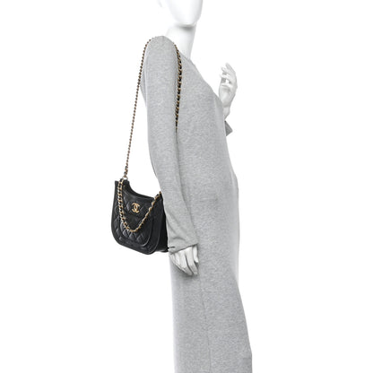 Chanel Calfskin Quilted Hobo Black 2 of 12