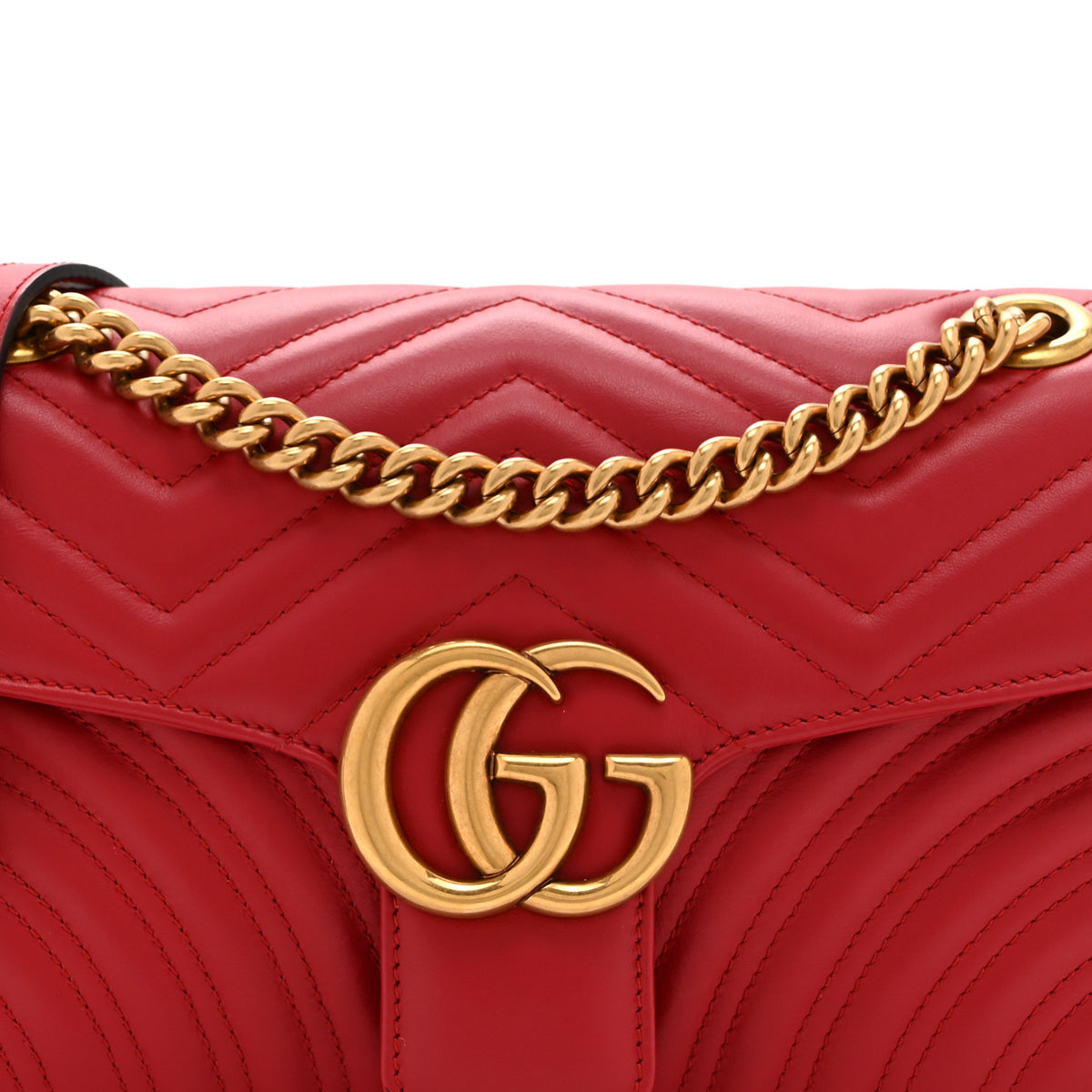 Calfskin Matelasse Small GG Marmont Shoulder Bag Hibiscus Red