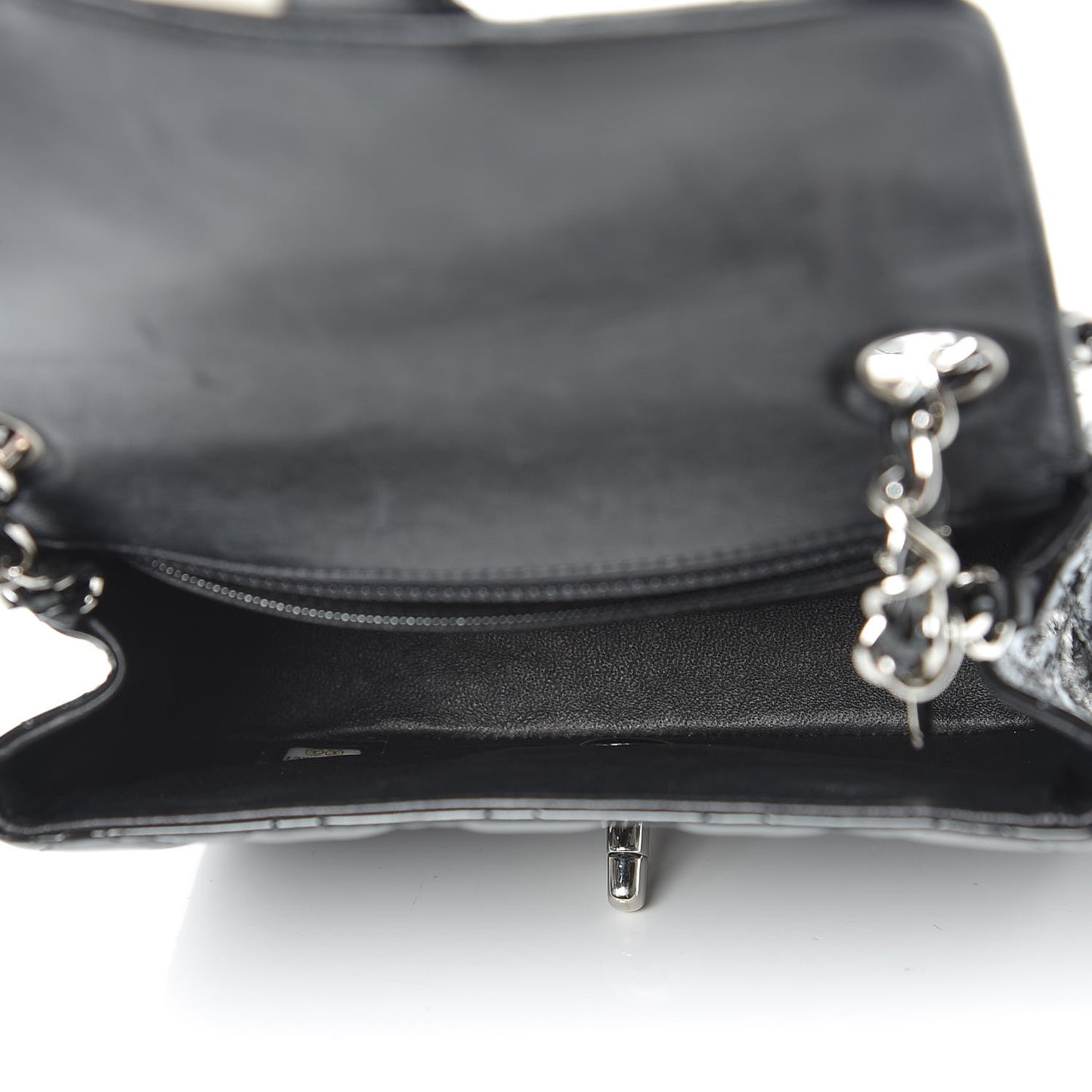 Patent Calfskin Sparkle Quilted Mini Square Flap Black