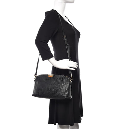 Burberry Signature Grain Calfskin Check Embossed Small Chichester Crossbody Clutch Bag Black 2 of 11