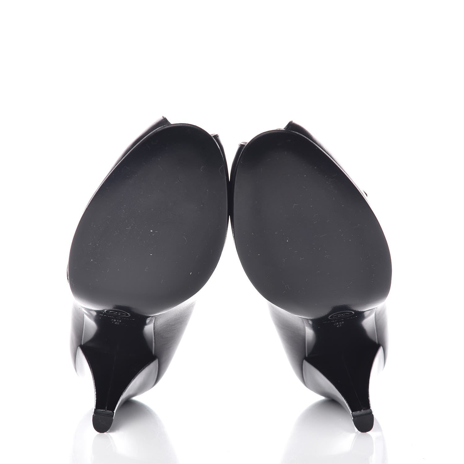 Chanel Lambskin CC Peep Toe Pumps 39 Black 7 of 12