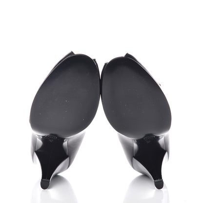 Chanel Lambskin CC Peep Toe Pumps 39 Black 7 of 12