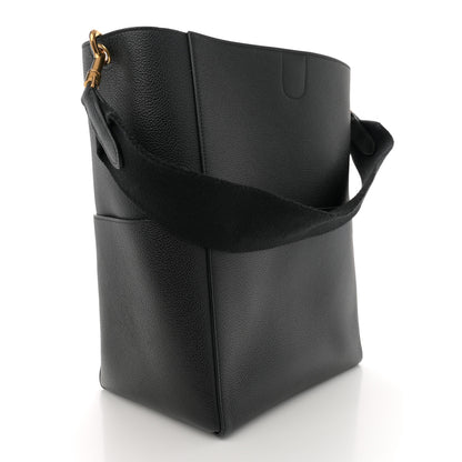 Celine Soft Grained Calfskin Sangle Bucket Bag Black 3 of 9