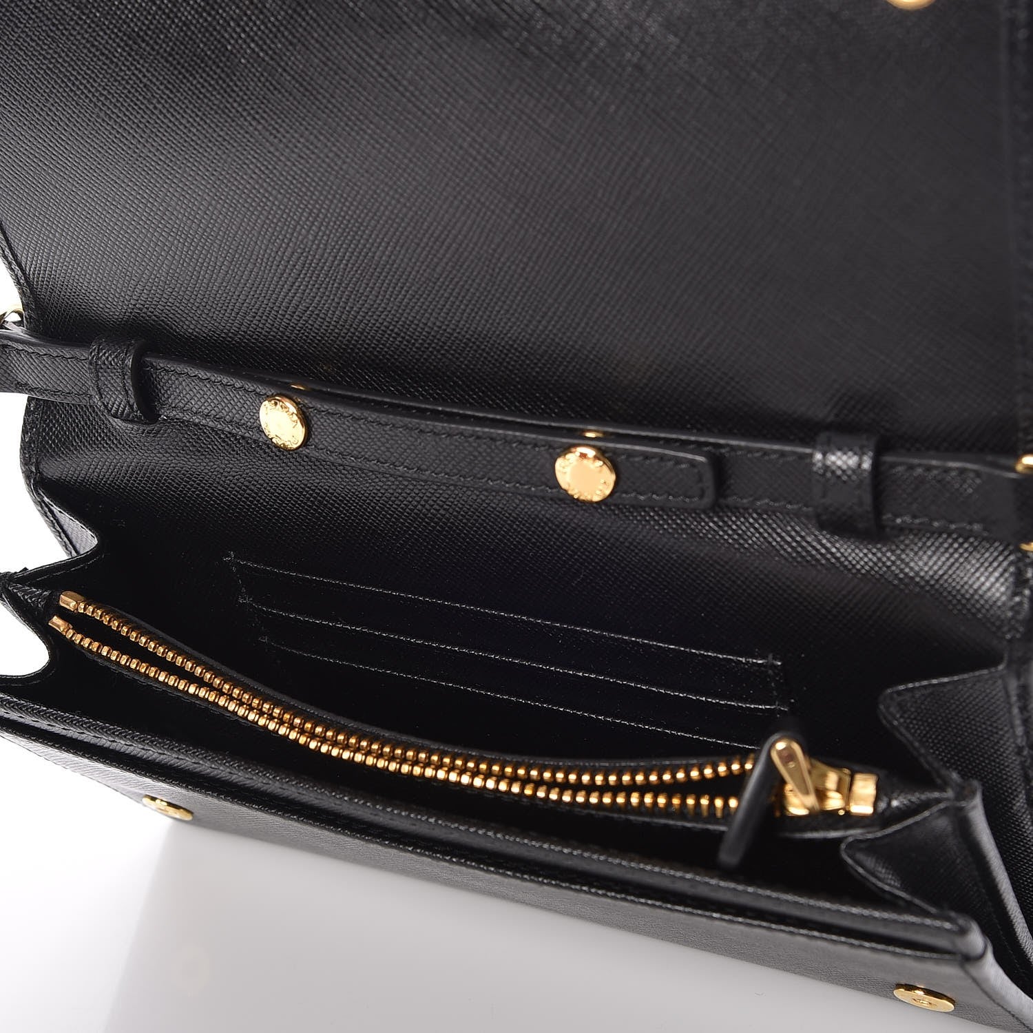 Prada Saffiano Metal Mini Crossbody Wallet Nero Black 5 of 7