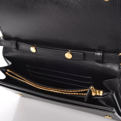 Prada Saffiano Metal Mini Crossbody Wallet Nero Black 5 of 7