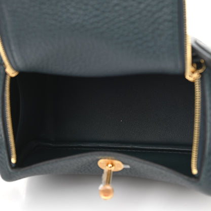 Hermes Taurillon Clemence Mini Lindy 20 Vert Cypress 5 of 11