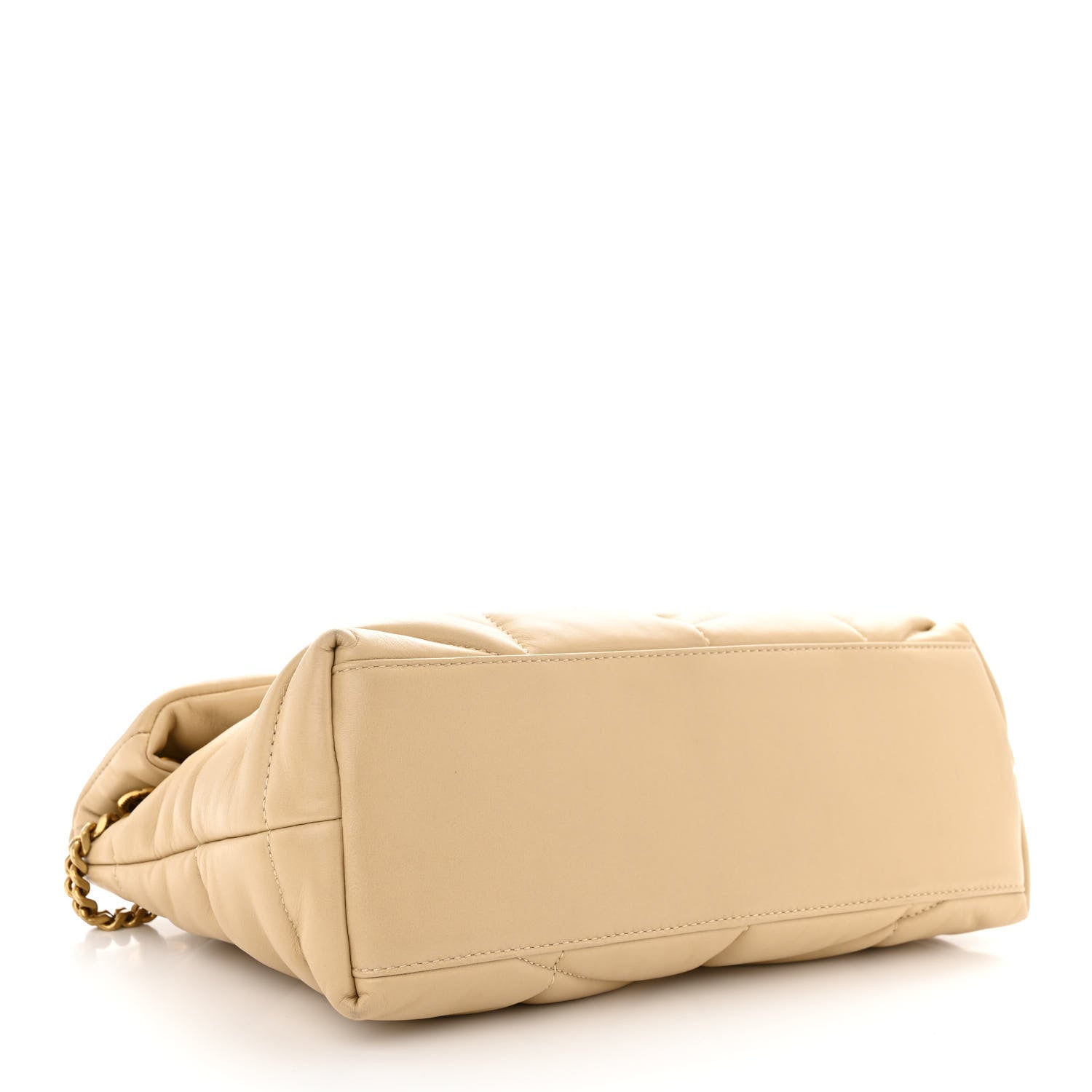 Saint Laurent Lambskin Quilted Small Loulou Puffer Monogram Chain Satchel Dark Beige 4 of 10