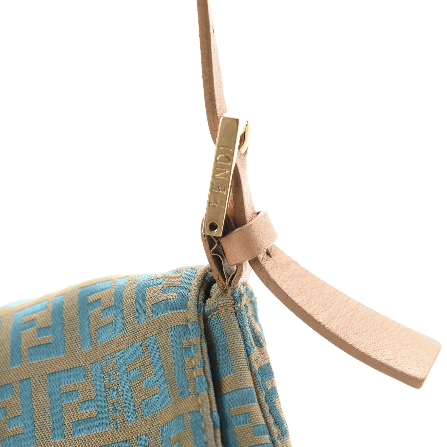 Fendi Zucchino Mama Baguette Turquoise Beige 8 of 18