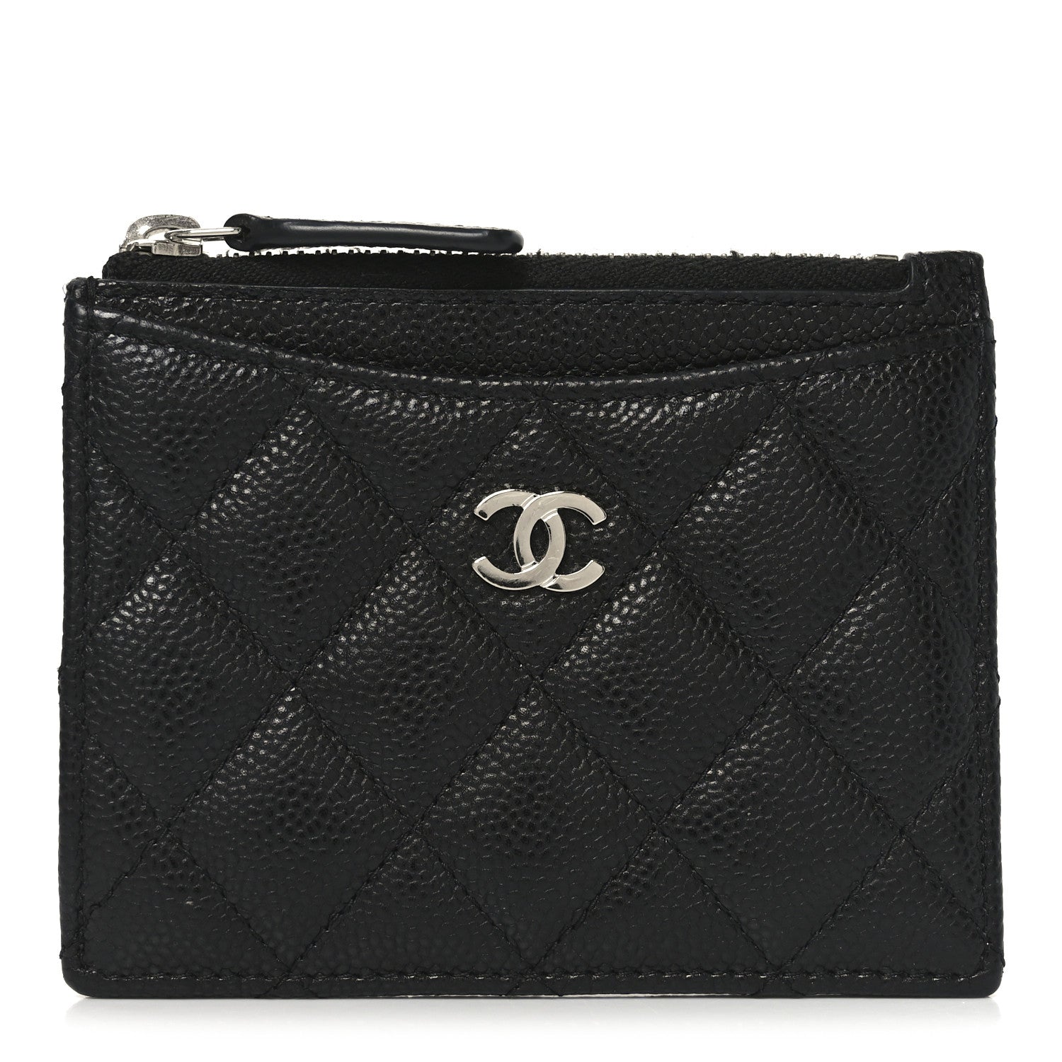 Chanel Caviar Quilted CC Zip Card Holder Black 1 of 7