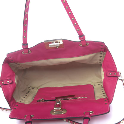 Valentino Garavani Vitello Small Rockstud Tote Deep Cyclamin 5 of 15