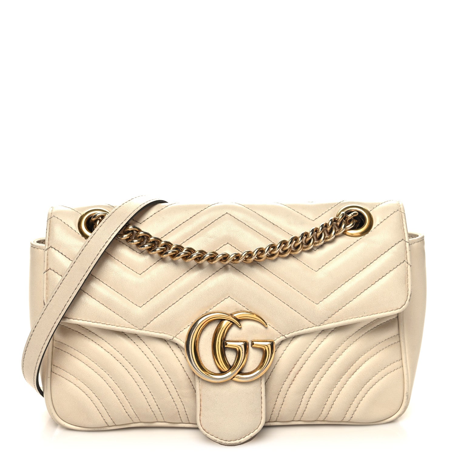 Gucci Calfskin Matelasse Small GG Marmont Shoulder Bag White 1 of 16