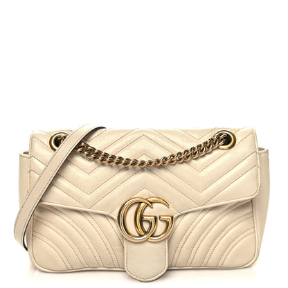 Gucci Calfskin Matelasse Small GG Marmont Shoulder Bag White 1 of 16