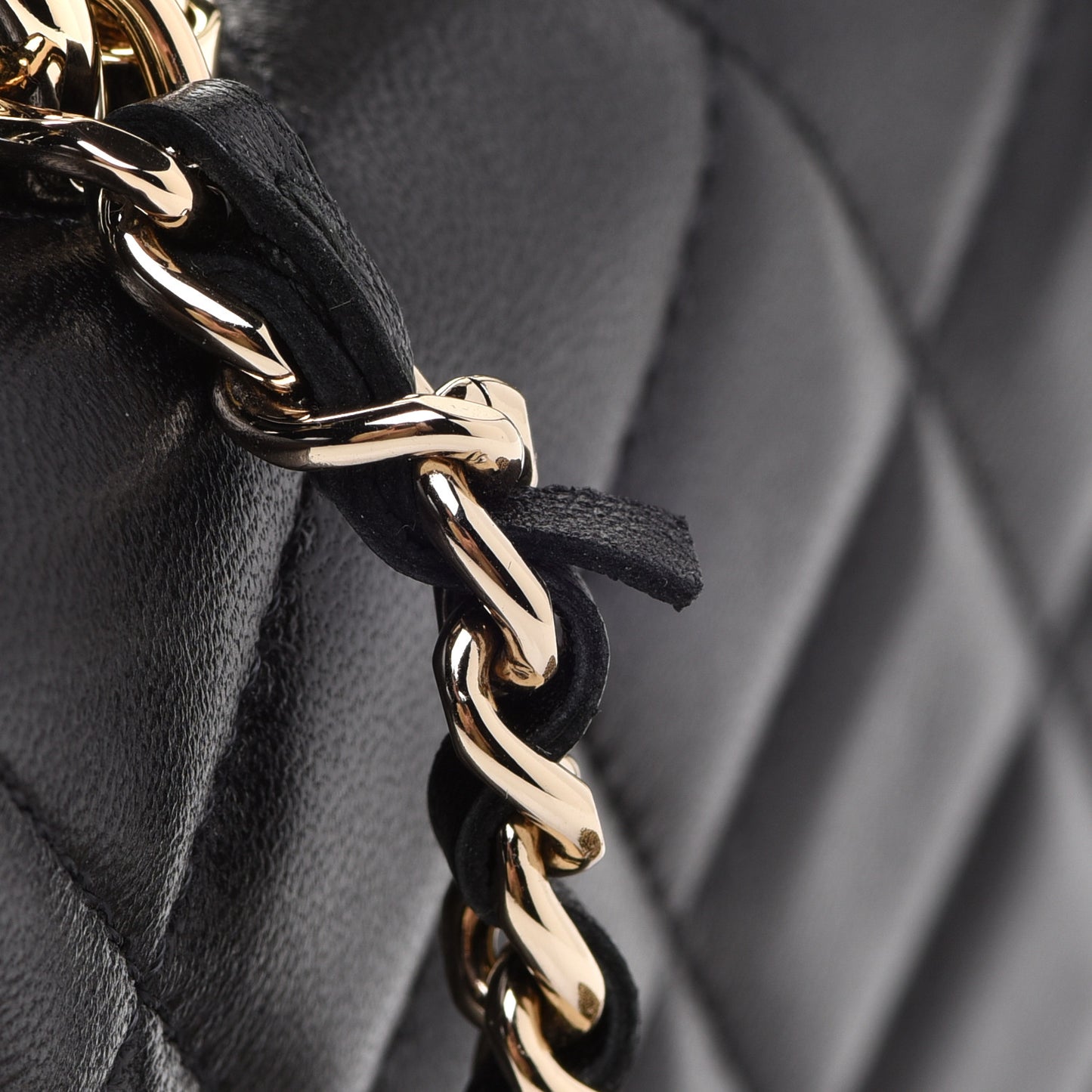 Lambskin Quilted Top Handle Flap Coin Purse With Chain Black