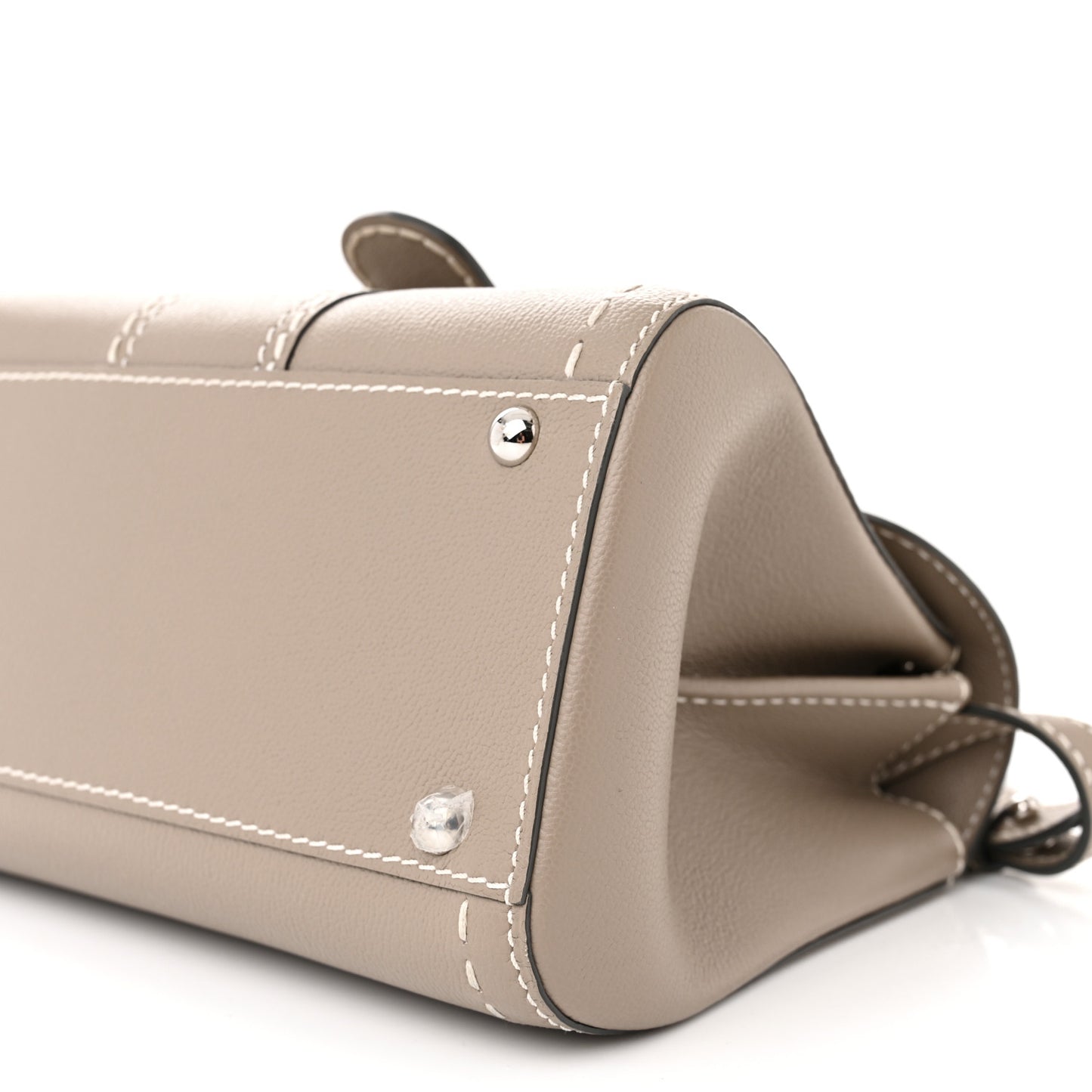 Grained Rodeo Calfskin Surpique Mini Brillant Satchel Tourterelle Ivory