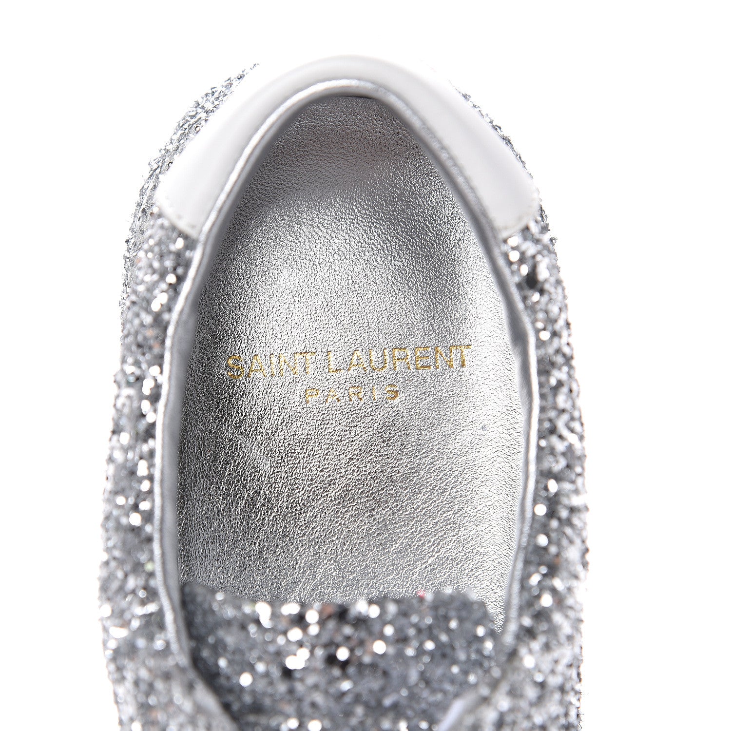 Saint Laurent Calfskin Crystal Glitter Andy Sneakers 37.5 Silver 7 of 8