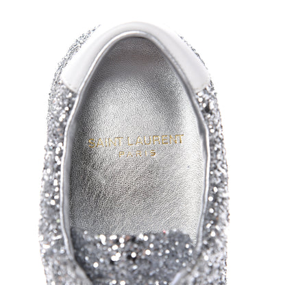 Saint Laurent Calfskin Crystal Glitter Andy Sneakers 37.5 Silver 7 of 8