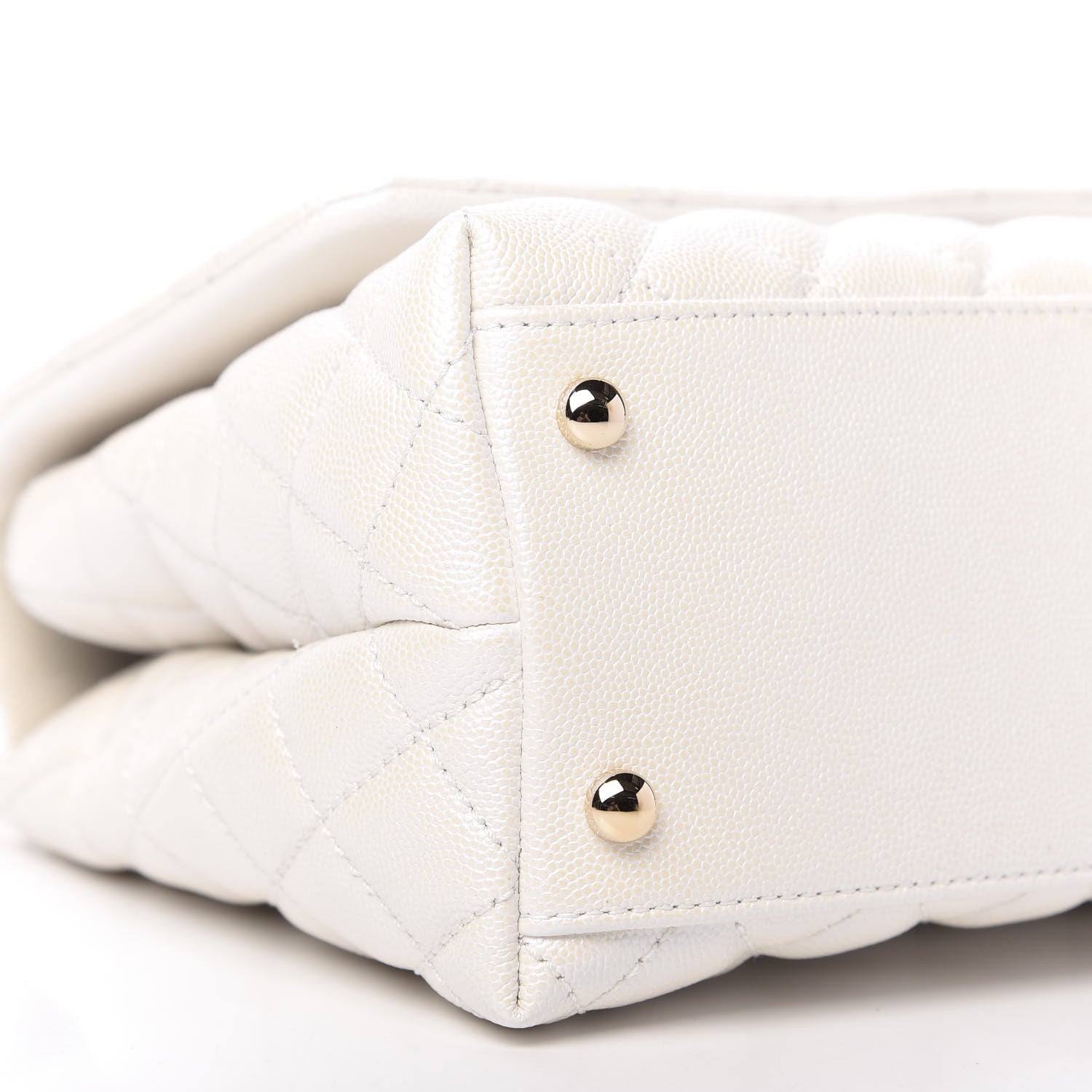 Chanel Iridescent Caviar Quilted Small Coco Handle Flap White 6 of 12