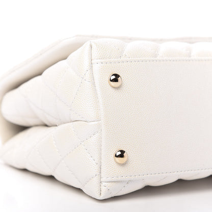 Chanel Iridescent Caviar Quilted Small Coco Handle Flap White 6 of 12