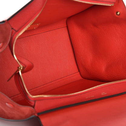 Celine Drummed Calfskin Suede Medium Trapeze Coquelicot 5 of 7