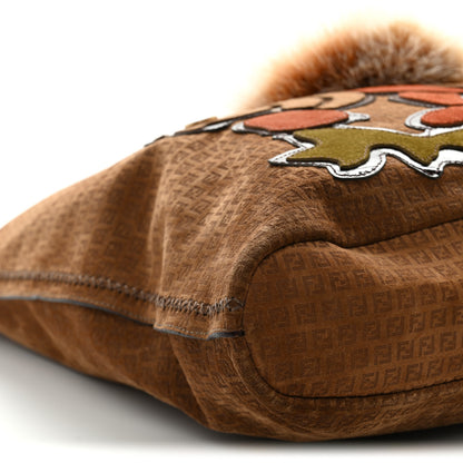 Fendi Suede Zucchino Fur Squirrel Hobo Brown 14 of 17