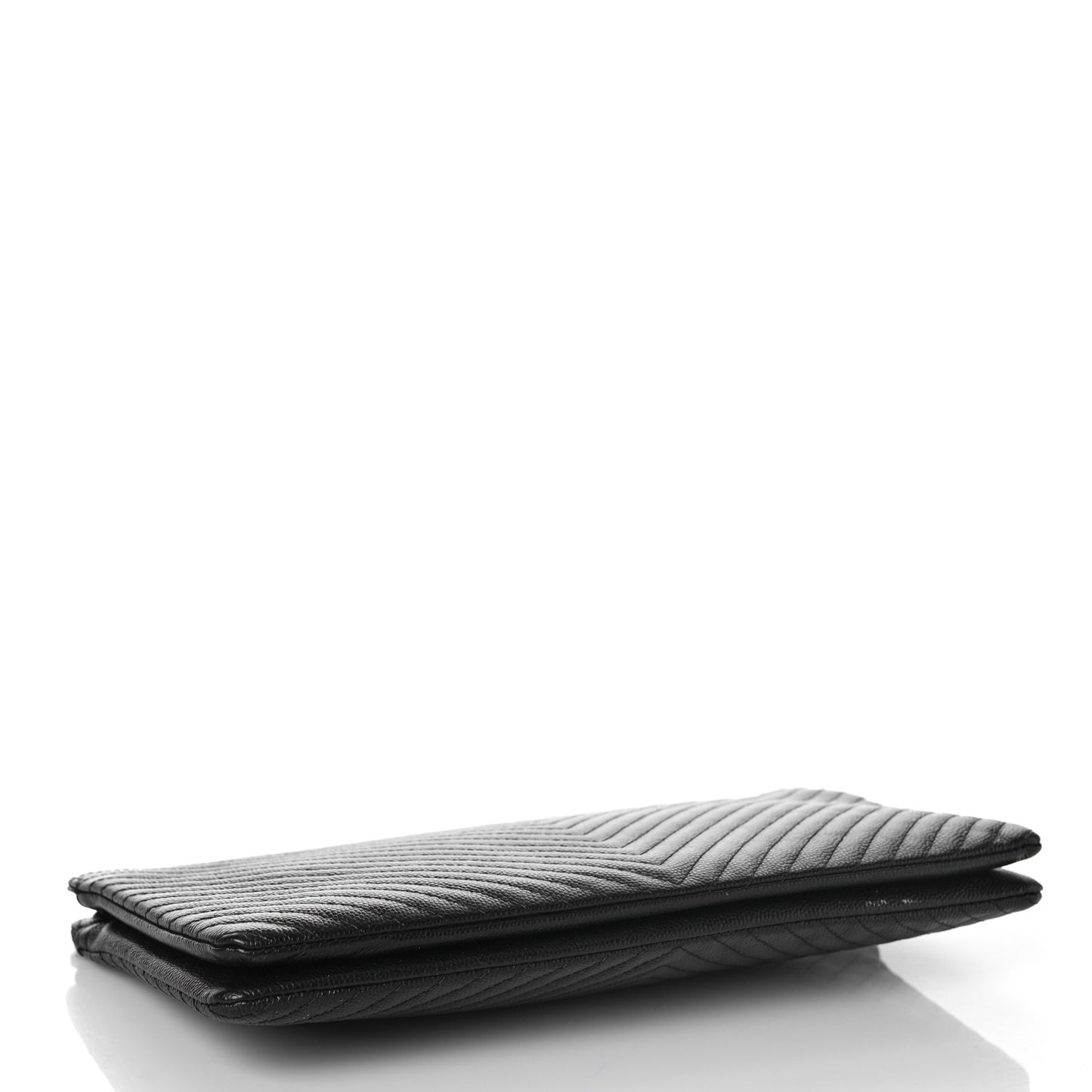 Caviar Chevron Quilted Small Zipped Pouch Black