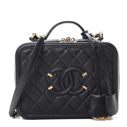 Chanel Caviar Quilted Medium CC Filigree Vanity Case Black 1 of 12