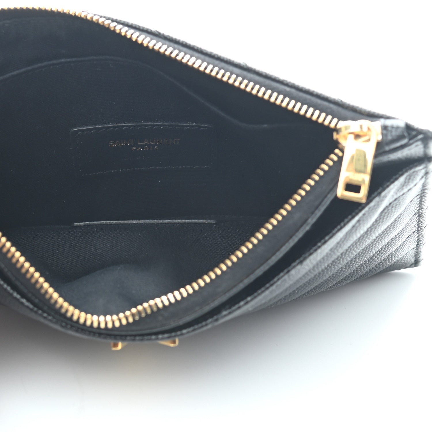 Saint Laurent Grain De Poudre Chevron Monogram Bill Pouch Black 5 of 7