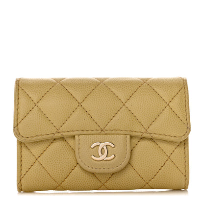 Chanel Caviar Quilted Flap Card Holder Wallet Yellow 1 of 9