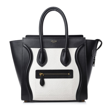 Celine Shrunken Lambskin Micro Bi-Color Luggage Black White 1 of 11