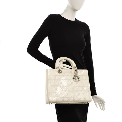 Christian Dior Patent Cannage Large Lady Dior White 2 of 9
