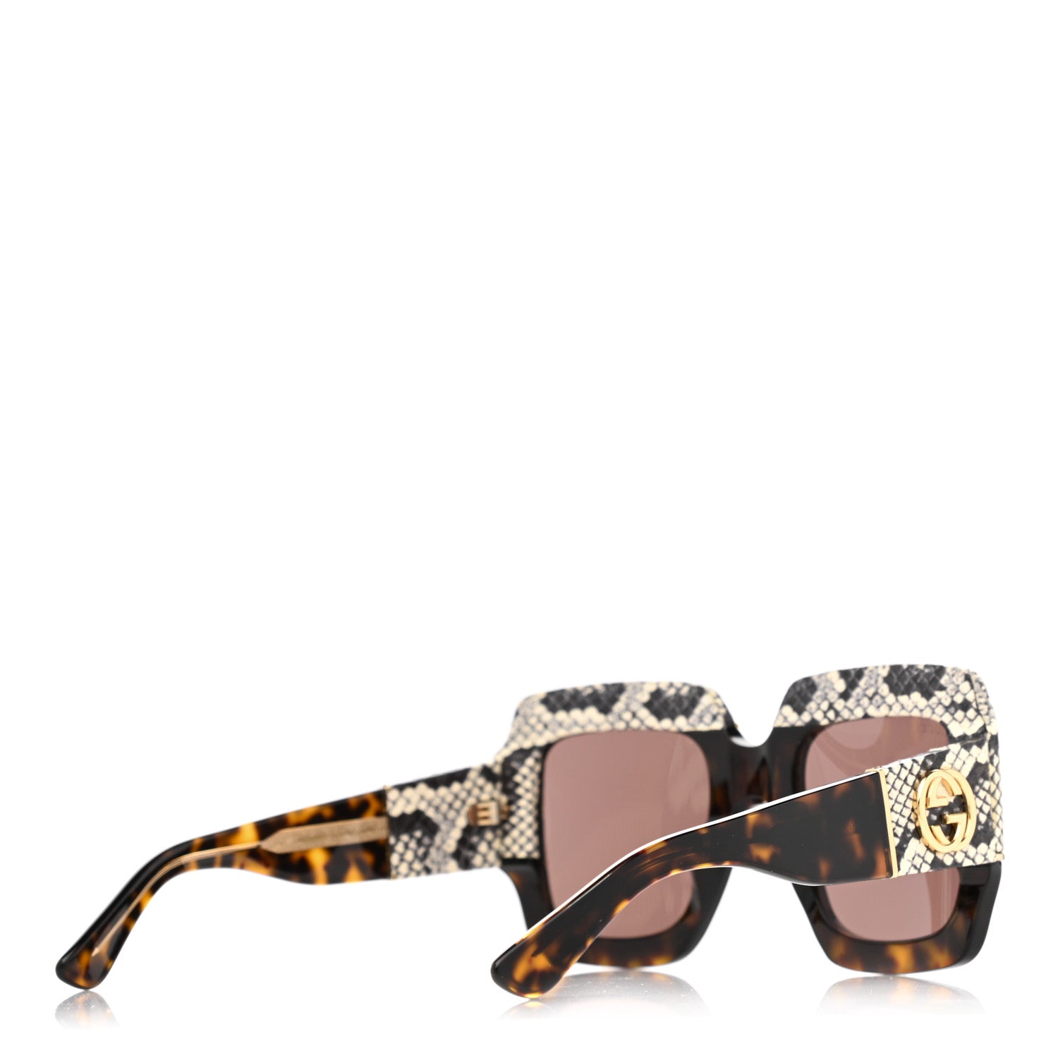 Gucci Snakeskin Acetate Square Sunglasses GG0484S Havana 4 of 7