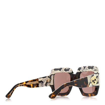 Gucci Snakeskin Acetate Square Sunglasses GG0484S Havana 4 of 7