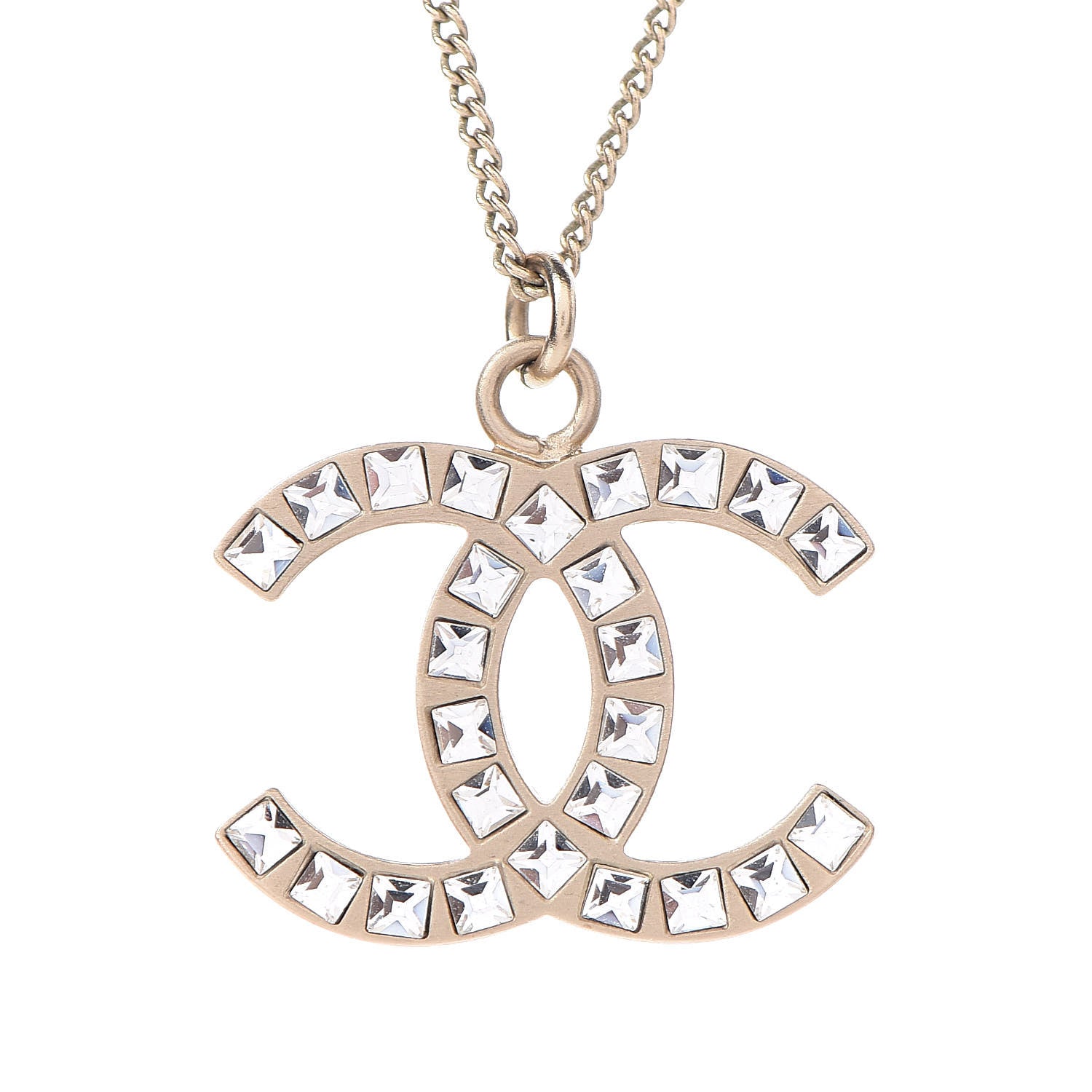 Chanel Baguette Crystal CC Necklace Gold 4 of 6