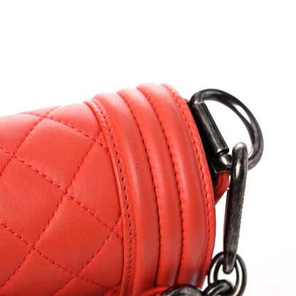 Chanel Lambskin Stingray Quilted Small Boy Flap Orange 16 of 20