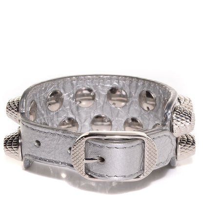 Balenciaga Agneau Giant Silver Hardware Two Row Stud Bracelet Gris Aluminum 3 of 5