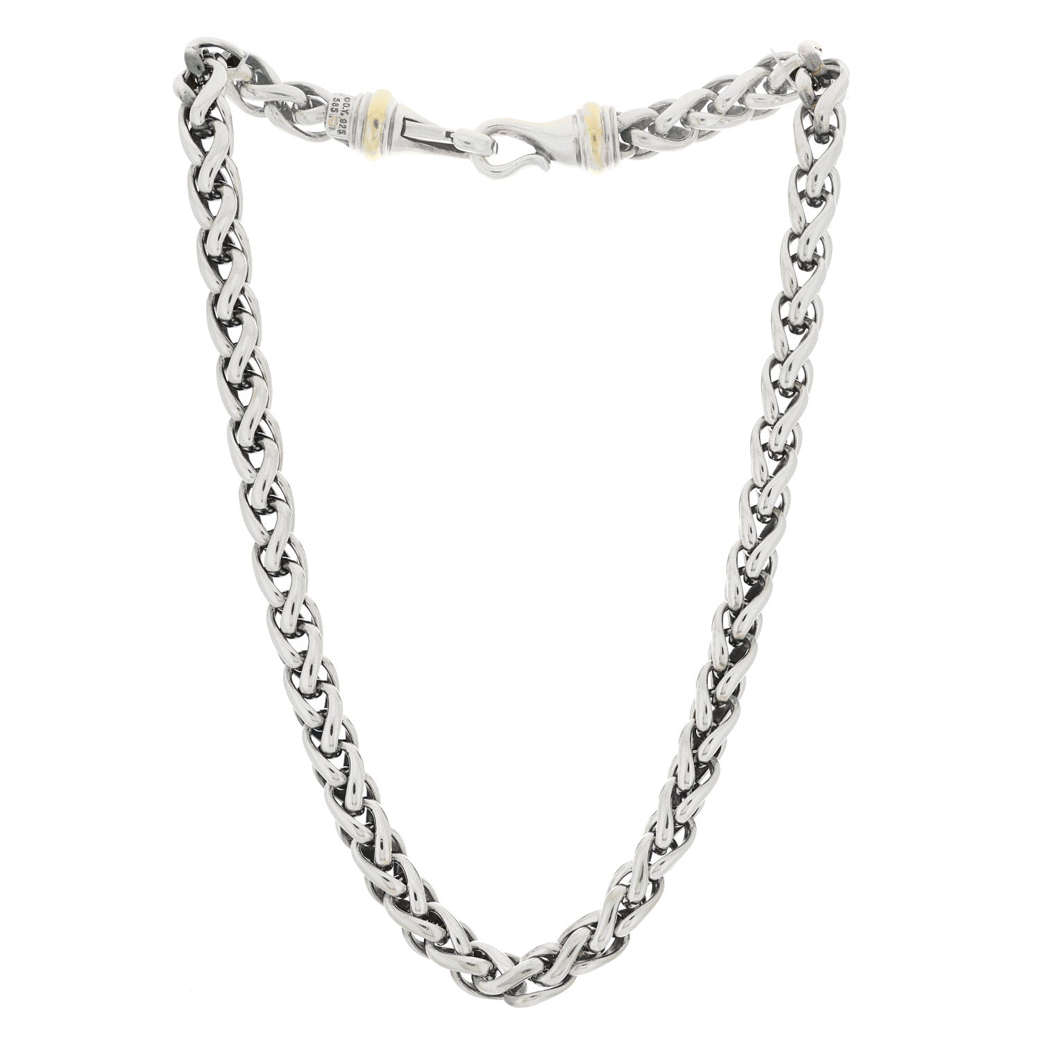 David Yurman Sterling Silver 14K Yellow Gold 8mm Wheat Chain Necklace 2 of 5