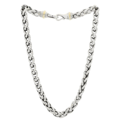 David Yurman Sterling Silver 14K Yellow Gold 8mm Wheat Chain Necklace 2 of 5