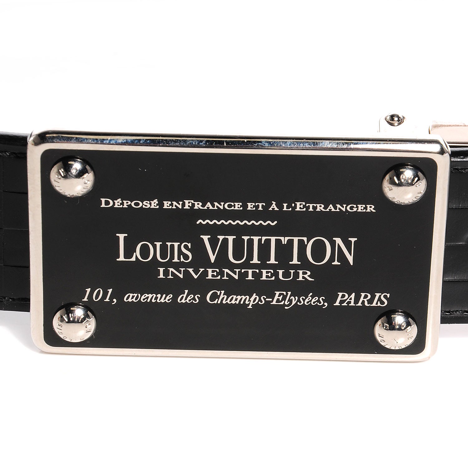 Louis Vuitton Calfskin Damier Embossed Inventeur Reversible Belt 95 38 4 of 5