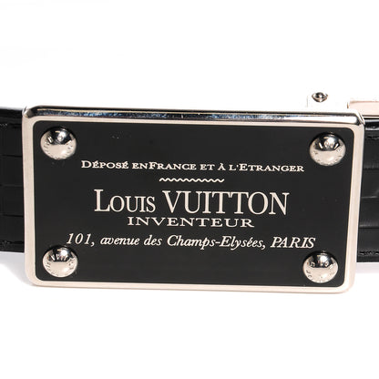 Louis Vuitton Calfskin Damier Embossed Inventeur Reversible Belt 95 38 4 of 5