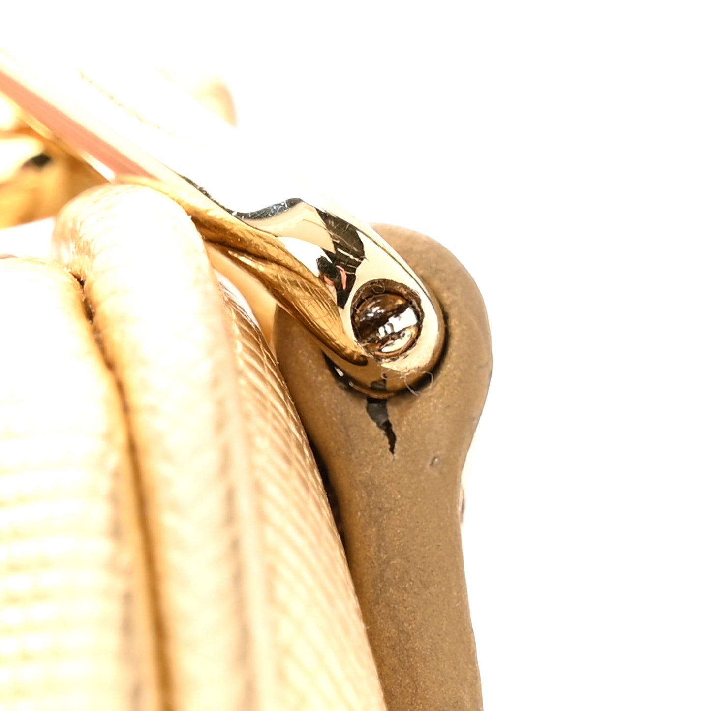 Metallic Saffiano Triangle Shoulder Bag Platino