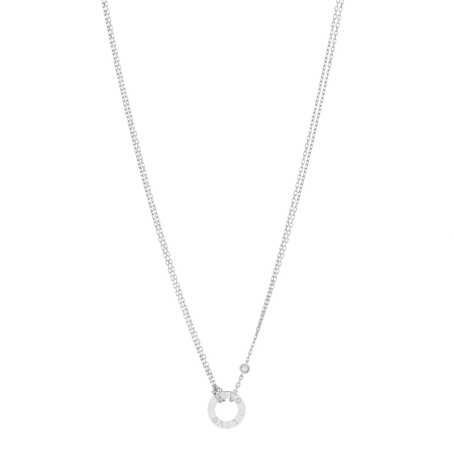Cartier 18K White Gold 2 Diamond LOVE Necklace 1 of 5