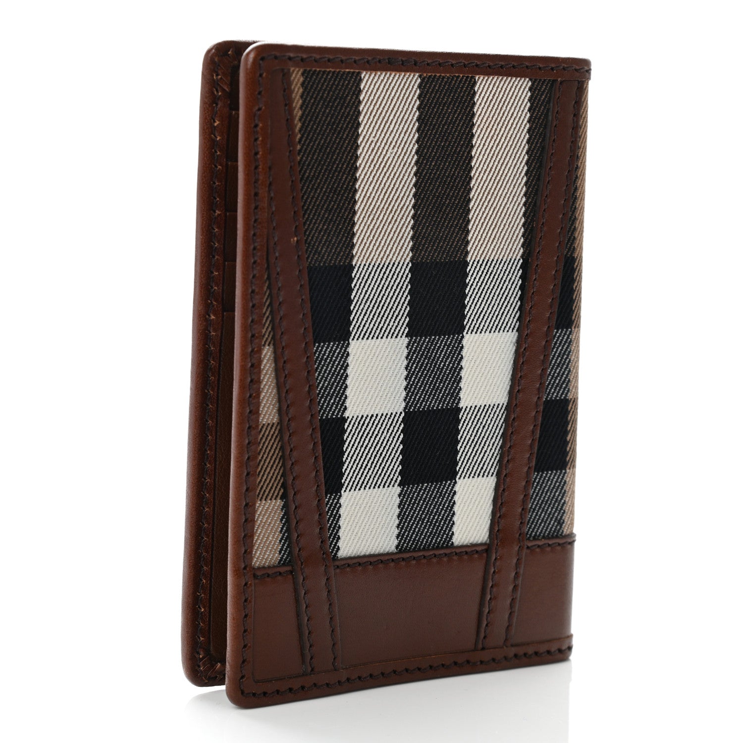 Burberry House Check Bridle Calfskin Passport Holder Cover Dark Tan 3 of 11