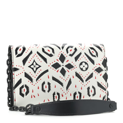 Louis Vuitton Calfskin Graphic Print Twist Shoulder Bag MM White Black 2 of 8